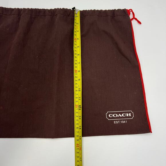 Coach Dust Bag Protective Cover Brown Storage Red Edge Drawstring 16x19” - Picture 9 of 9